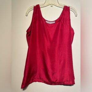 Vintage 100% Silk Cherry Red Sleeveless Top